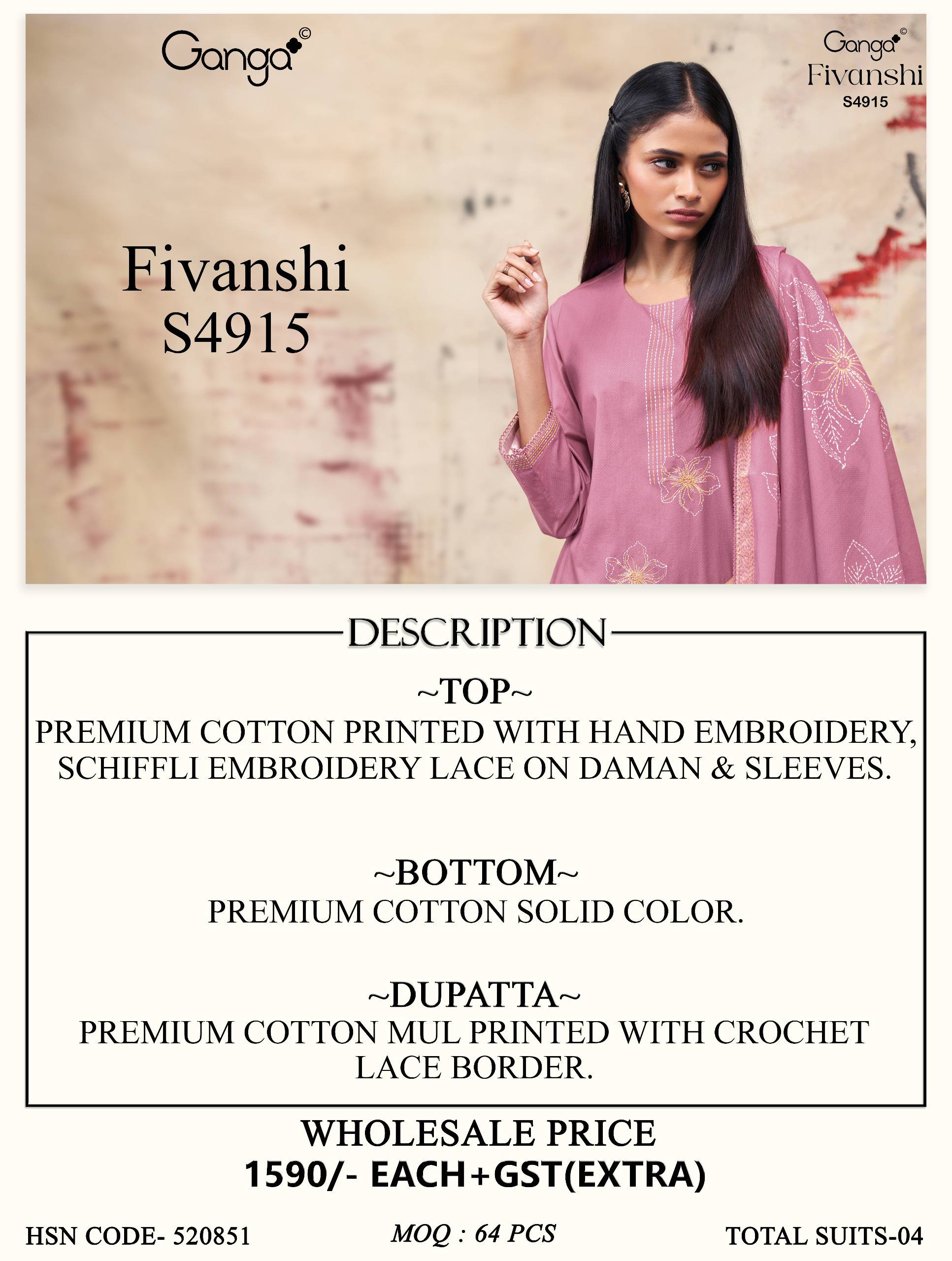 FIVANSHI 4915 Series By GANGA FASHION Stylish Beautiful Colourful COTTON Dresses At Wholesale Price